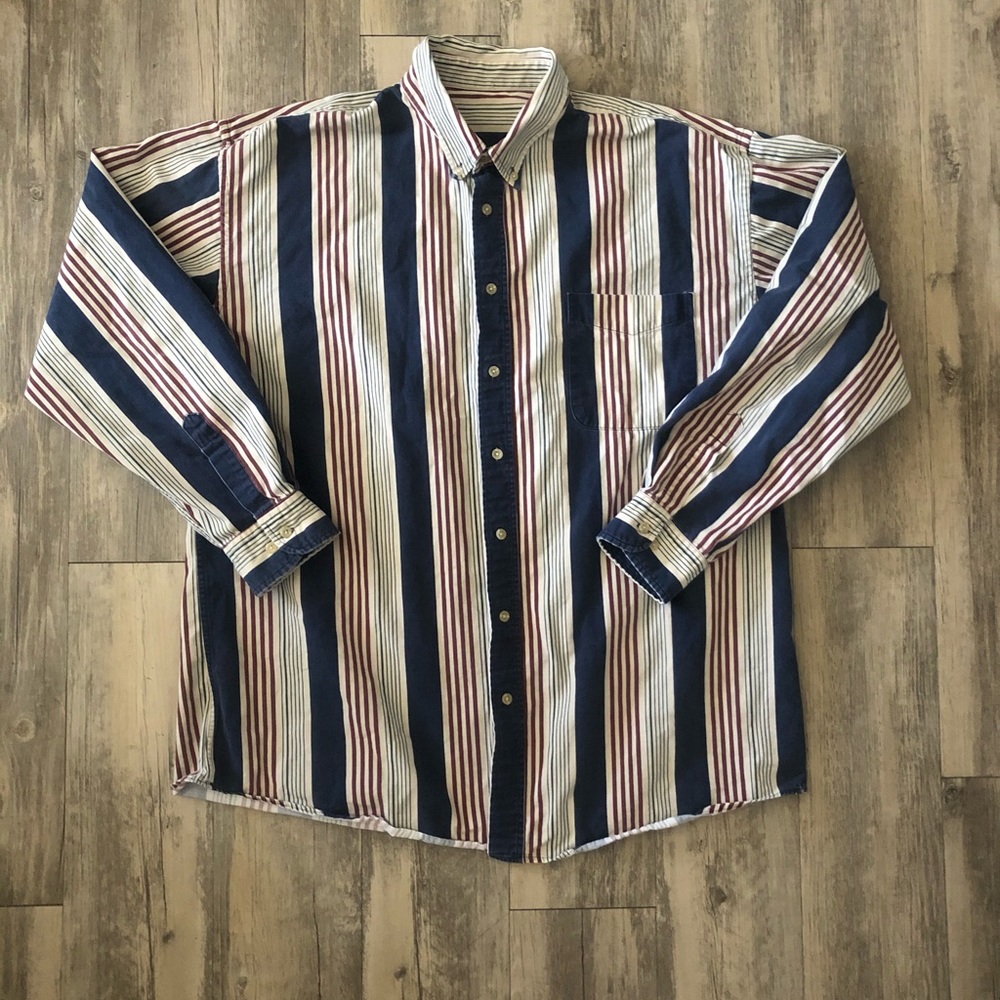 Vintage inspired vertical stripes button up